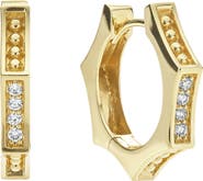 LAGOS 18K Gold Caviar Diamond Hexagon Hoop Earrings