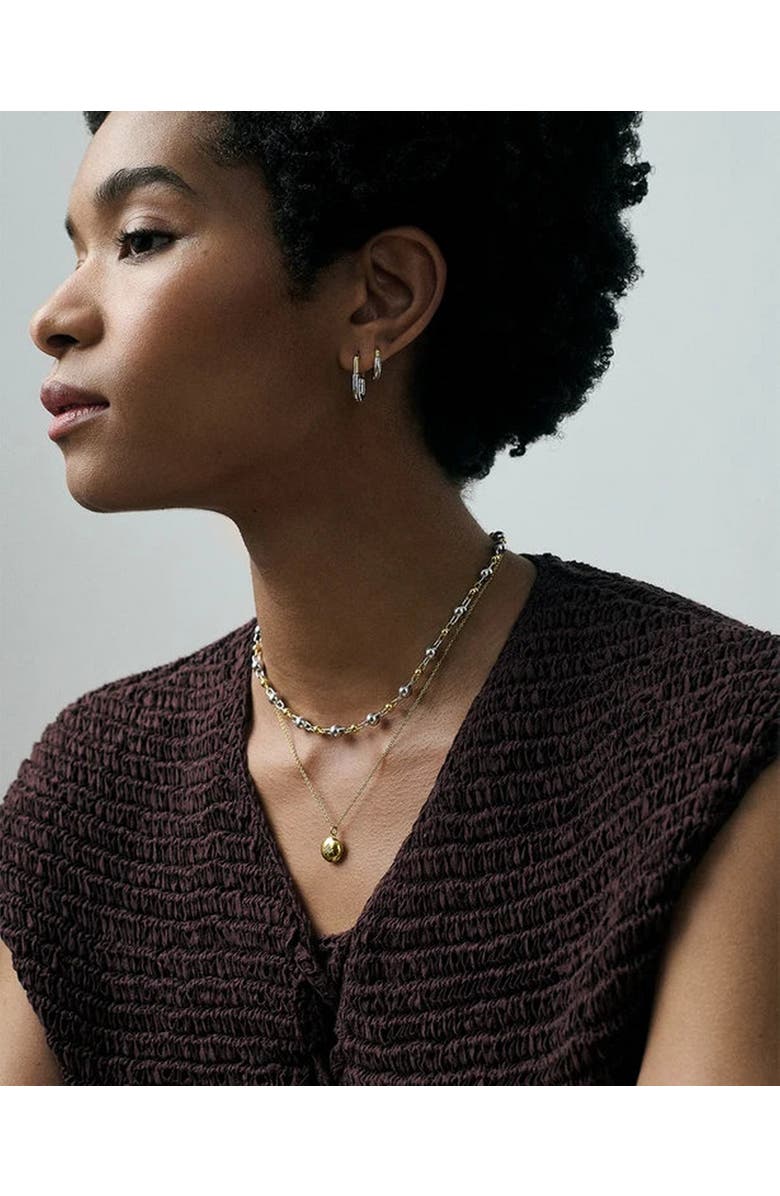 Astley Clarke Gold and Silver Celestial U-Shape Hoop Earrings, Alternate, color, Gold And Silver