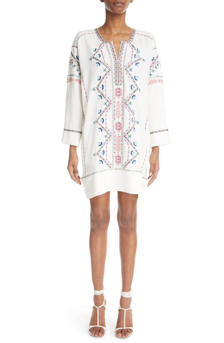 Isabel Marant Chemsi Embroidered Cotton Tunic Dress, Main, color,