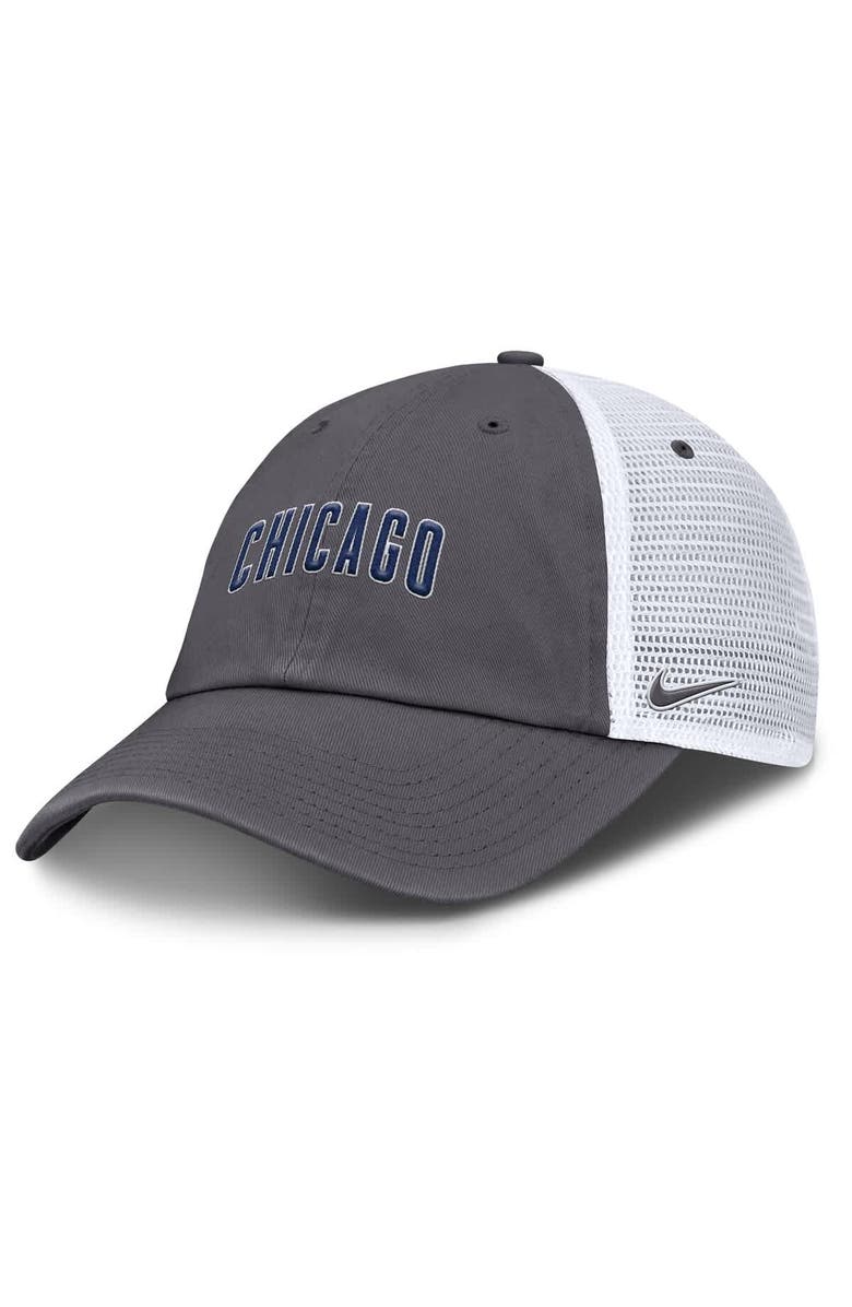Nike Men's Nike Gray Chicago Cubs Wordmark Club Adjustable Trucker Hat, Main, color, Gray