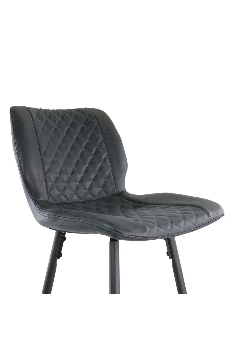 Elama 2 Piece Diamond Stitched Faux Leather Bar Chair with Metal Legs, Alternate, color, Black