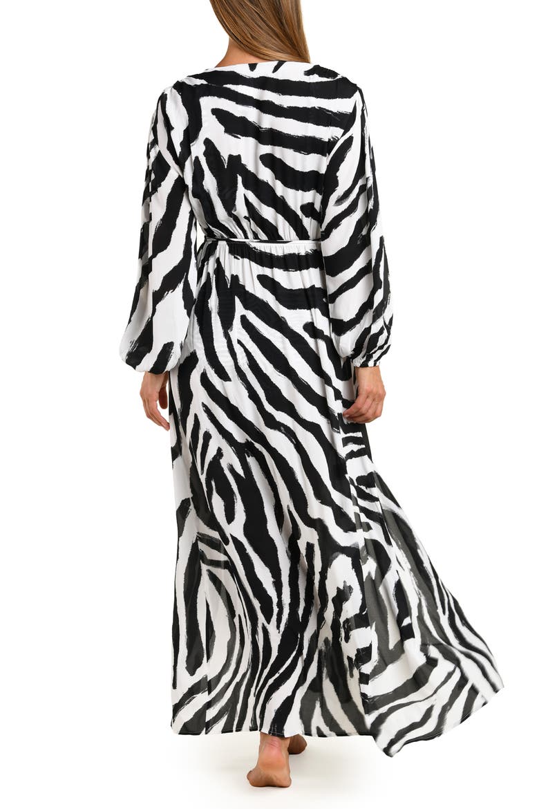Sara Wild Zebra Cover-Up Maxi Dress, Alternate, color, BLACK