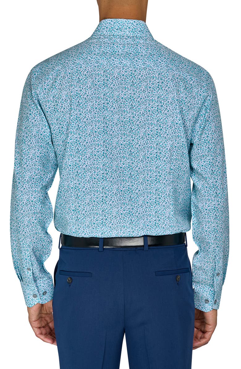 W.R.K Slim Fit Floral Print Recycled Performance Stretch Dress Shirt, Alternate, color, White/ Green