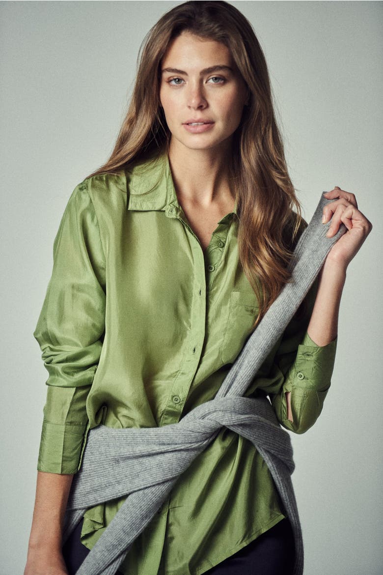 The Silk Shirt, Main, color, Peridot