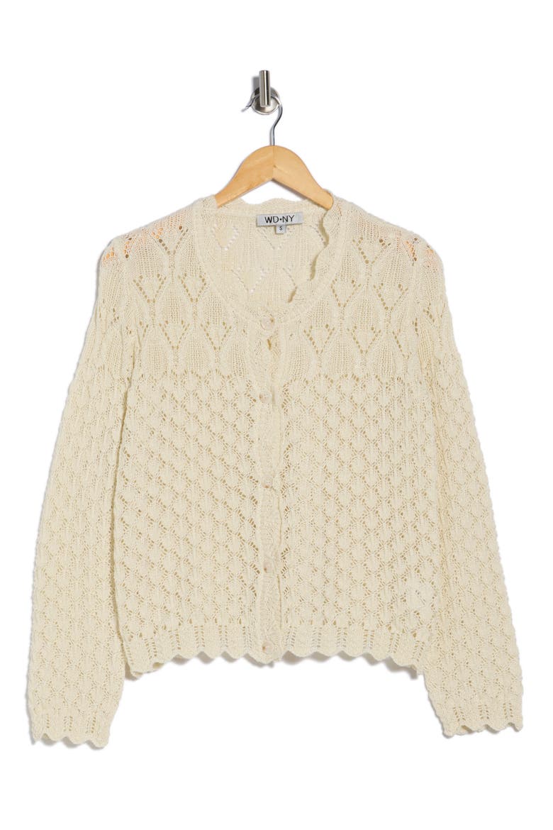 Crochet Cardigan Sweater, Alternate, color, CREAM