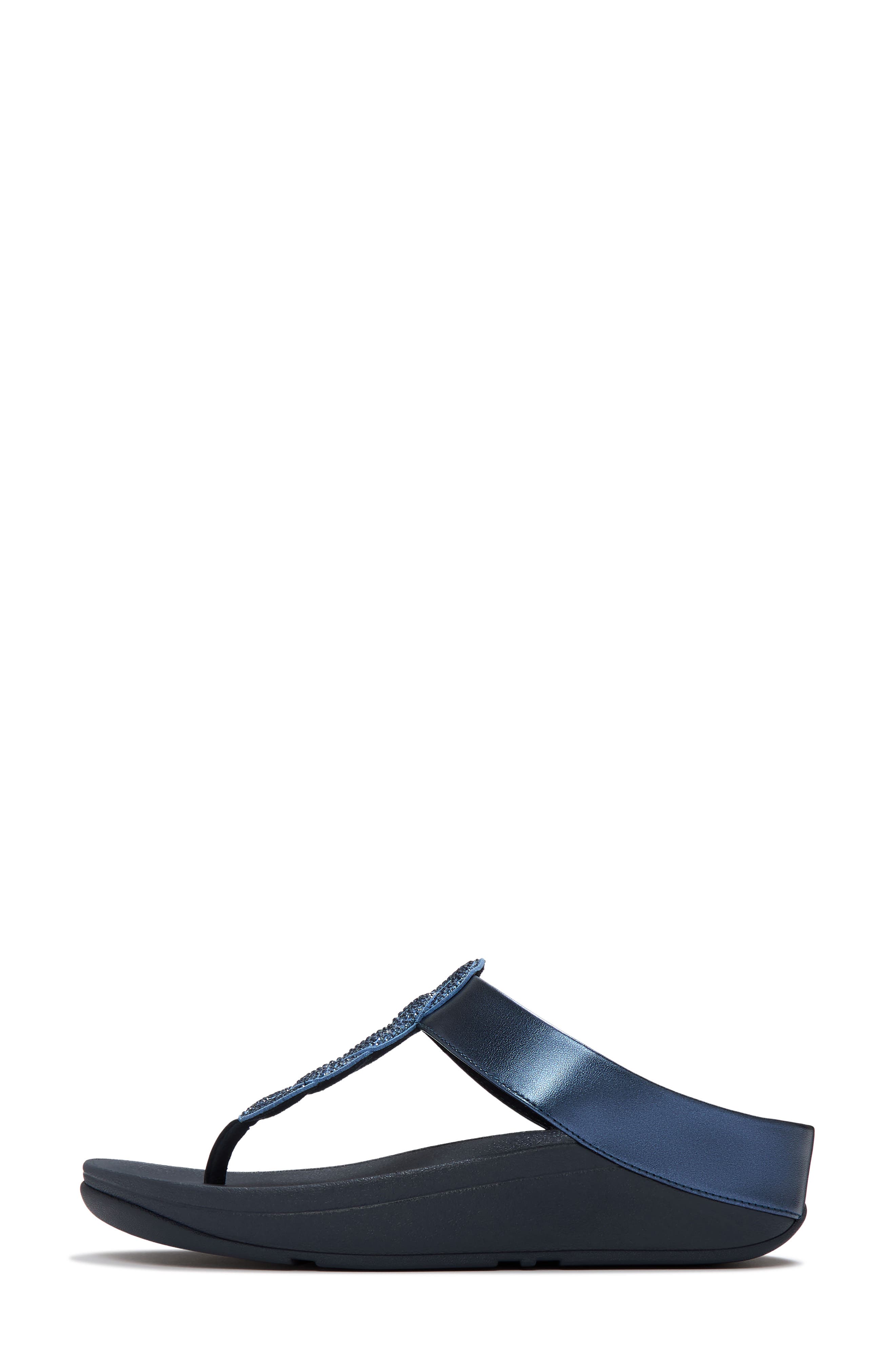Fino Crystal Twist T-Strap Sandal, Alternate, color, METALLIC COSMIC BLUE