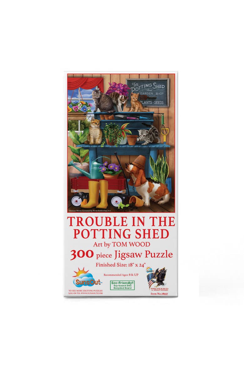 Trouble in the Potting Shed 300 piece Jigsaw Puzzle for Adults, Alternate, color, Multicolor