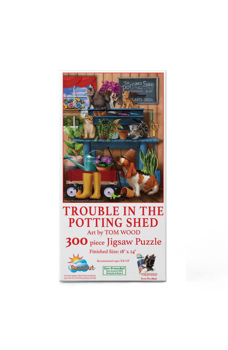 Sunsout Trouble in the Potting Shed 300 piece Jigsaw Puzzle for Adults, Alternate, color, Multicolor