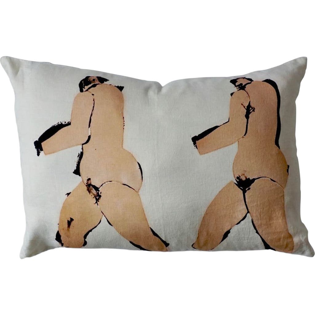 Evangeline Gemini Linen Pillow In Gray