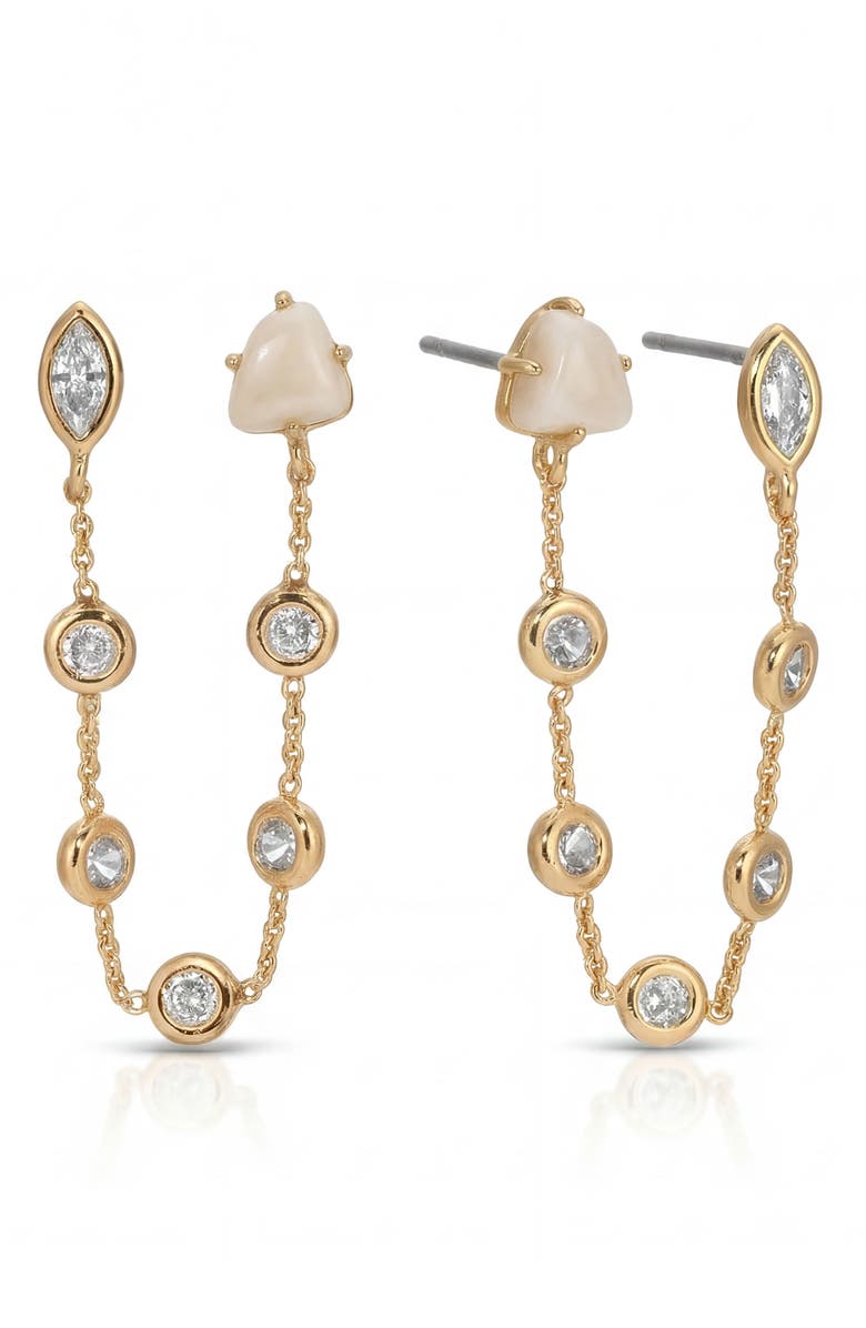 Ettika Light Double Piercing Earrings, Main, color, Bone
