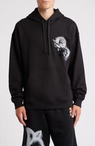 HUGO Dirosehood Oversize Floral Graphic Hoodie
