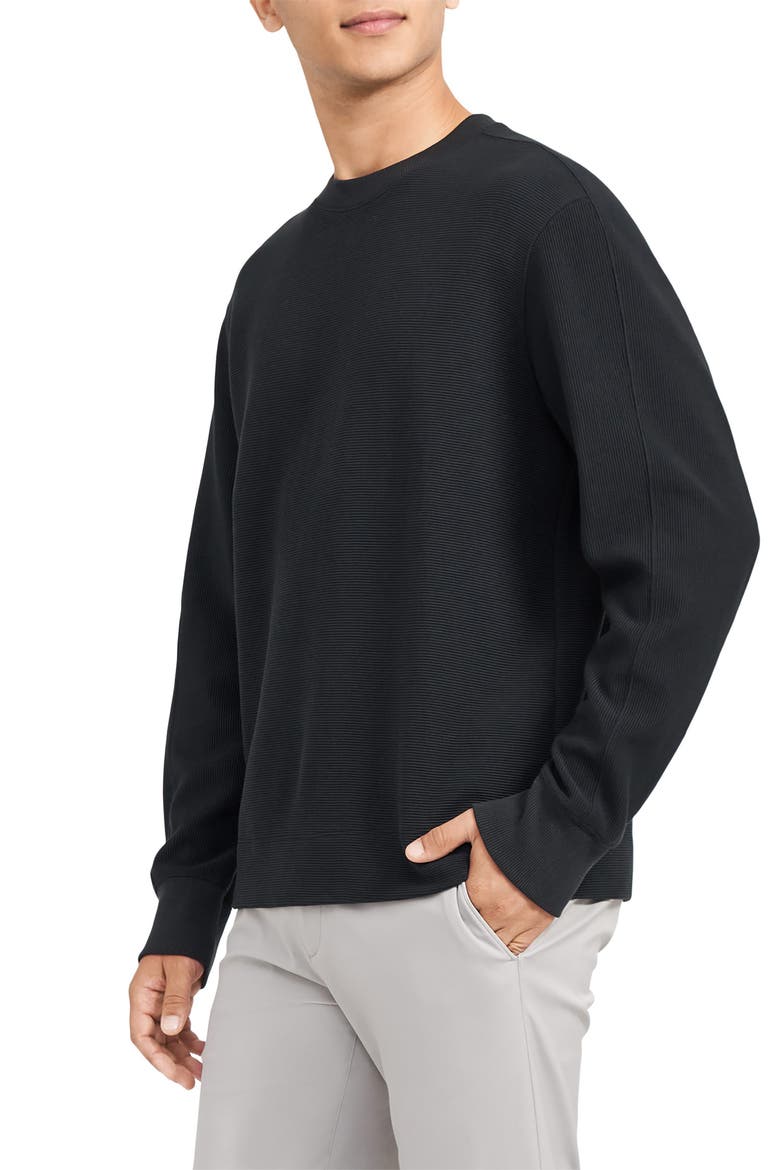 Meir Crew Studio Ottoman Sweater, Alternate, color, BLACK