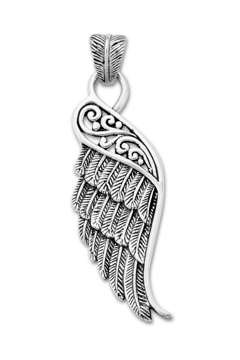 Sterling Silver Feather Wing Pendant, Main, color, SILVER
