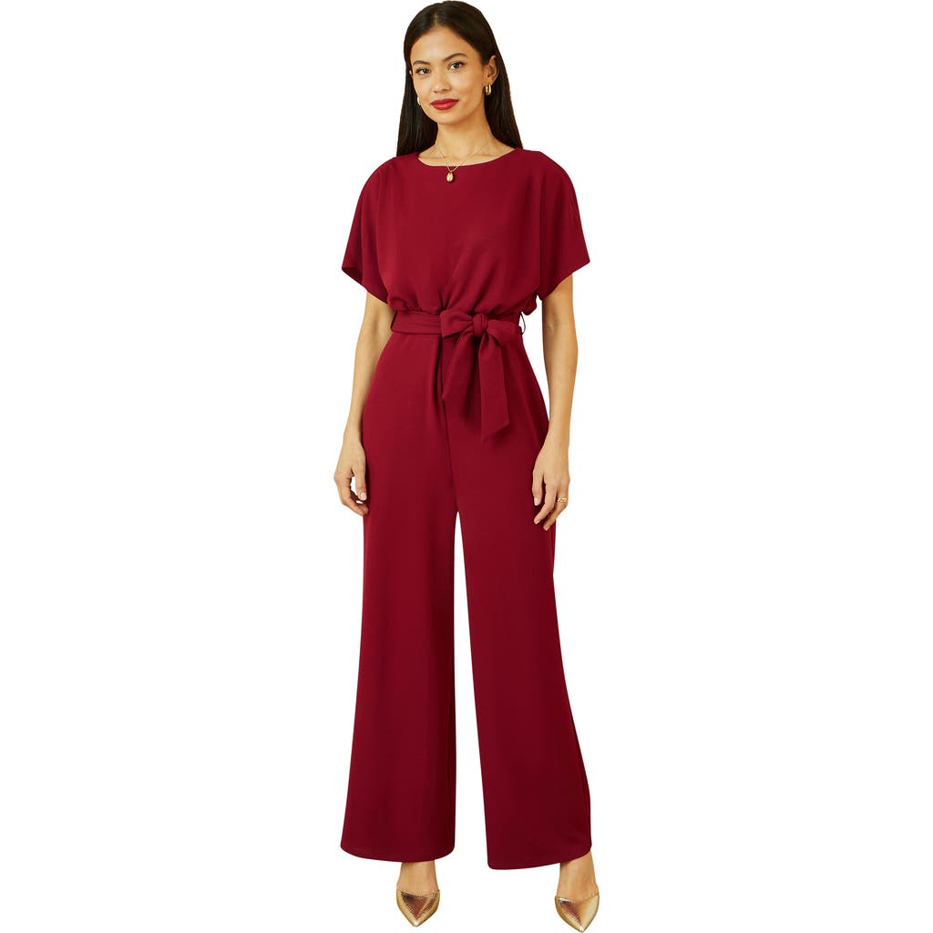 Yumi Batwing Stretch Jumpsuit In Red