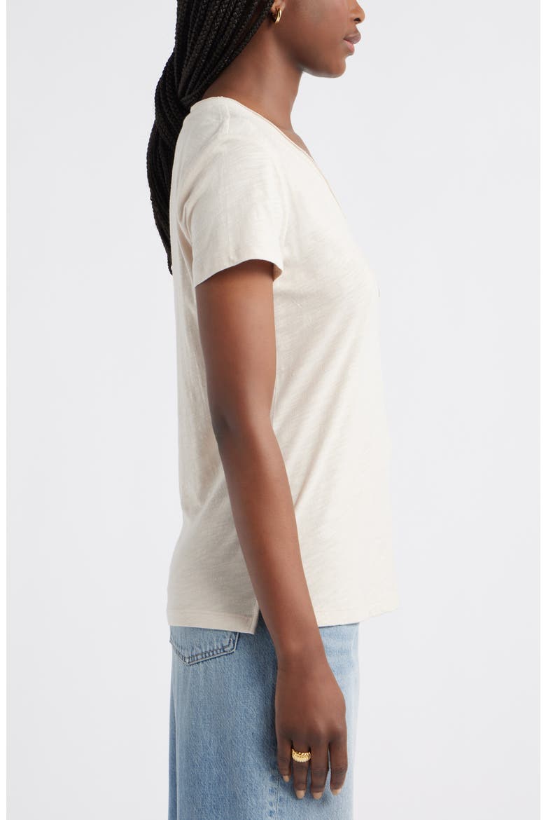 Cotton & Modal V-Neck T-Shirt, Alternate, color, BEIGE MORN