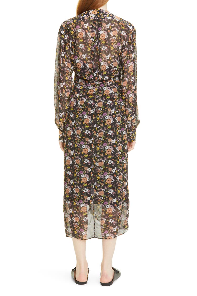 Amber Floral Print Long Sleeve Midi Dress, Alternate, color, BLACK FLORAL