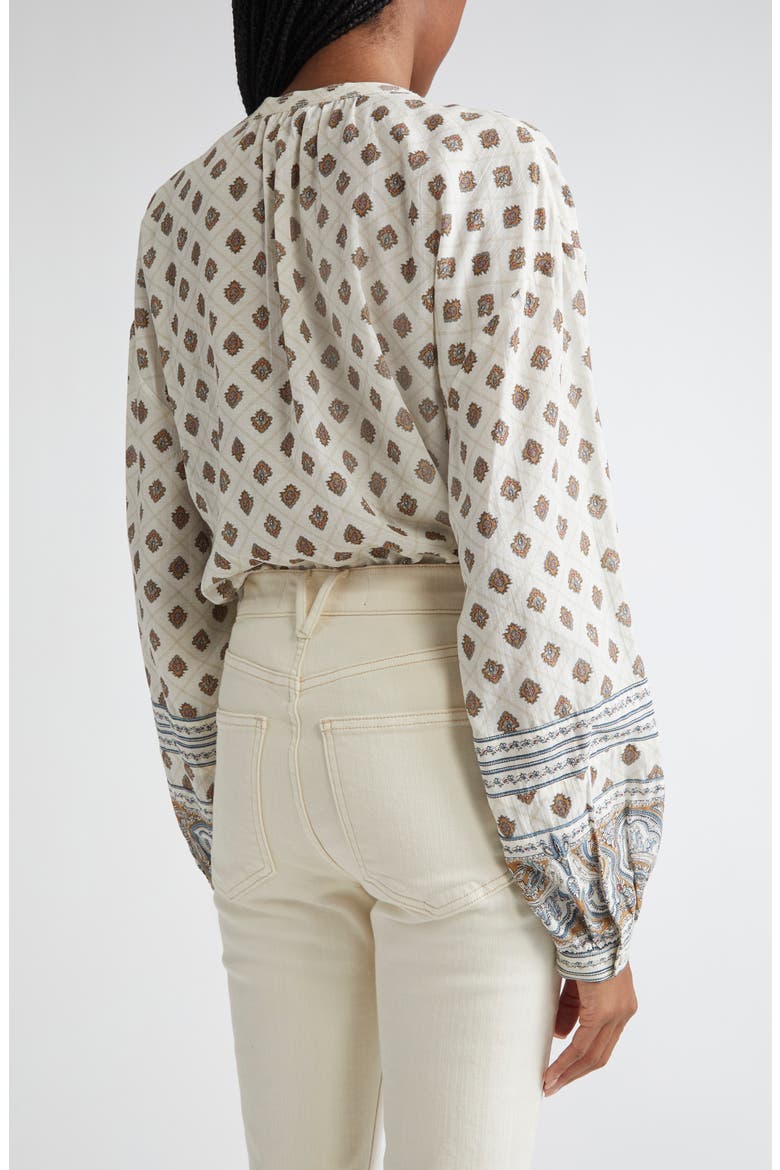 Lollie Mixed Print Cotton Blend Button-Up Shirt, Alternate, color, DOVE MULTI