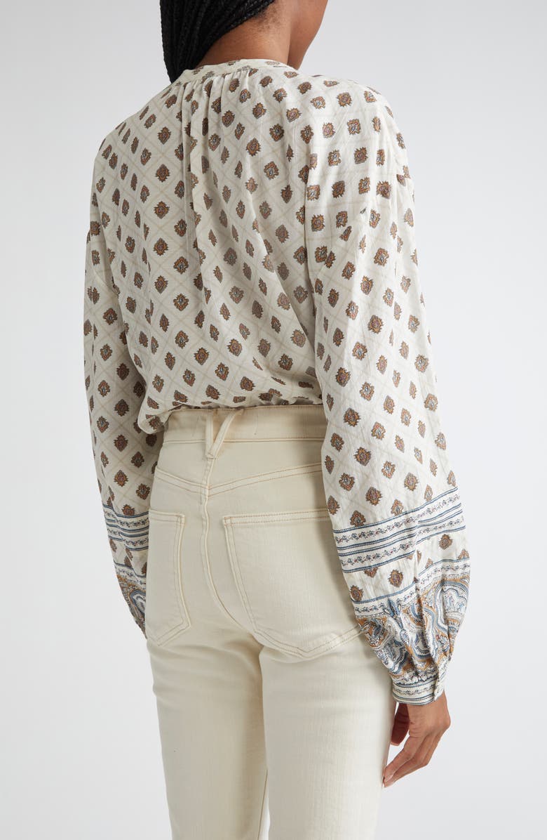 Veronica Beard Lollie Mixed Print Cotton Blend Button-Up Shirt, Alternate, color, Dove Multi