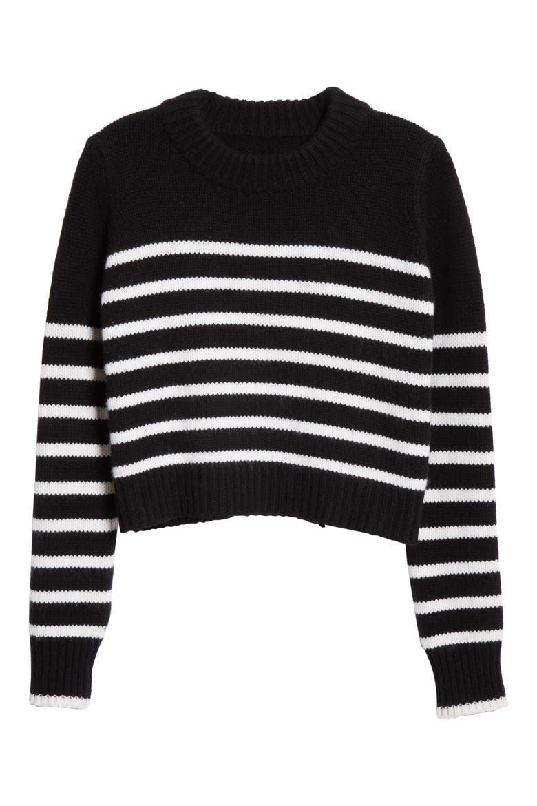 Mini Maren Wool & Cashmere Sweater, Alternate, color, BLACK/ CREAM
