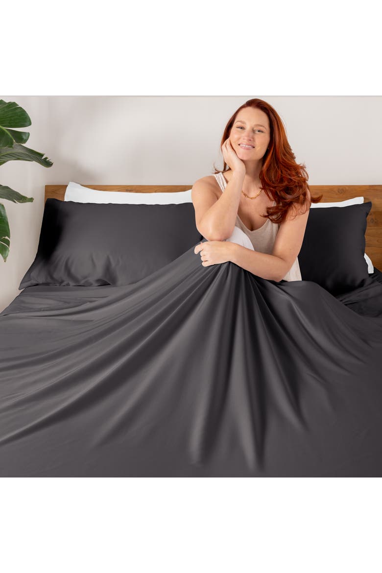 TENCEL Lyocell Sheet Set - Split King, Alternate, color, Forged Iron Grey
