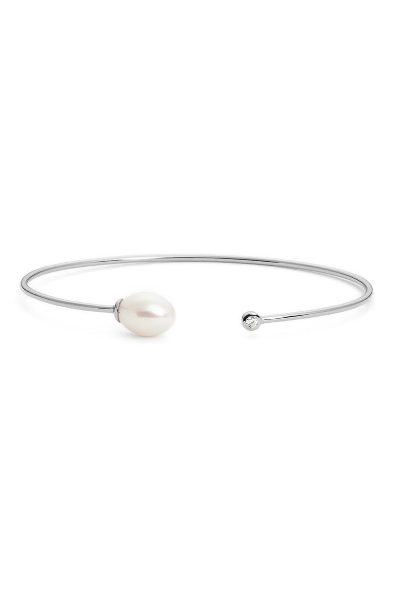 Argento Vivo 'Memory Wire' Pearl Station Cuff, Main, color, SILVER/ PEARL
