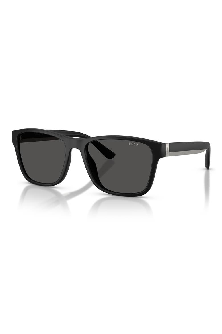 56mm Square Sunglasses, Alternate, color, MATTE BLACK / DARK GREY