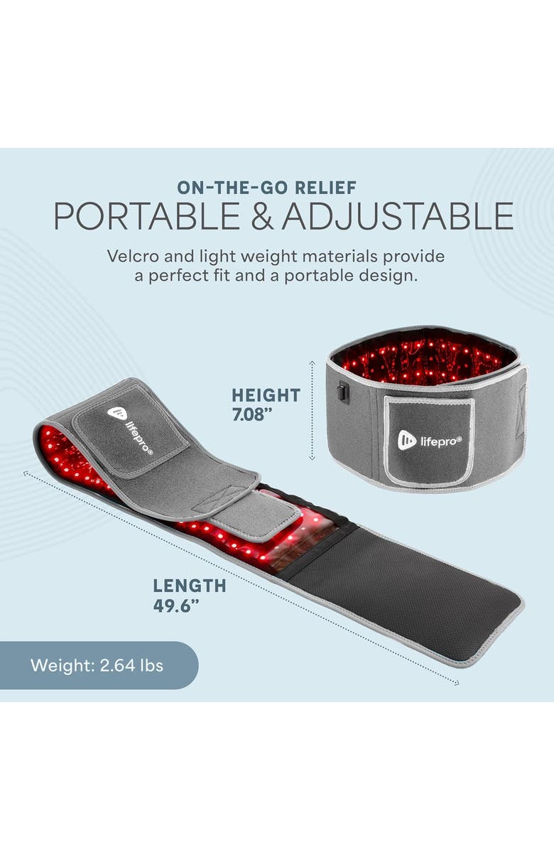 Lifepro Allevared Red Light Therapy Belt  Infrared 660nm and 850nm lights, Alternate, color, Grey