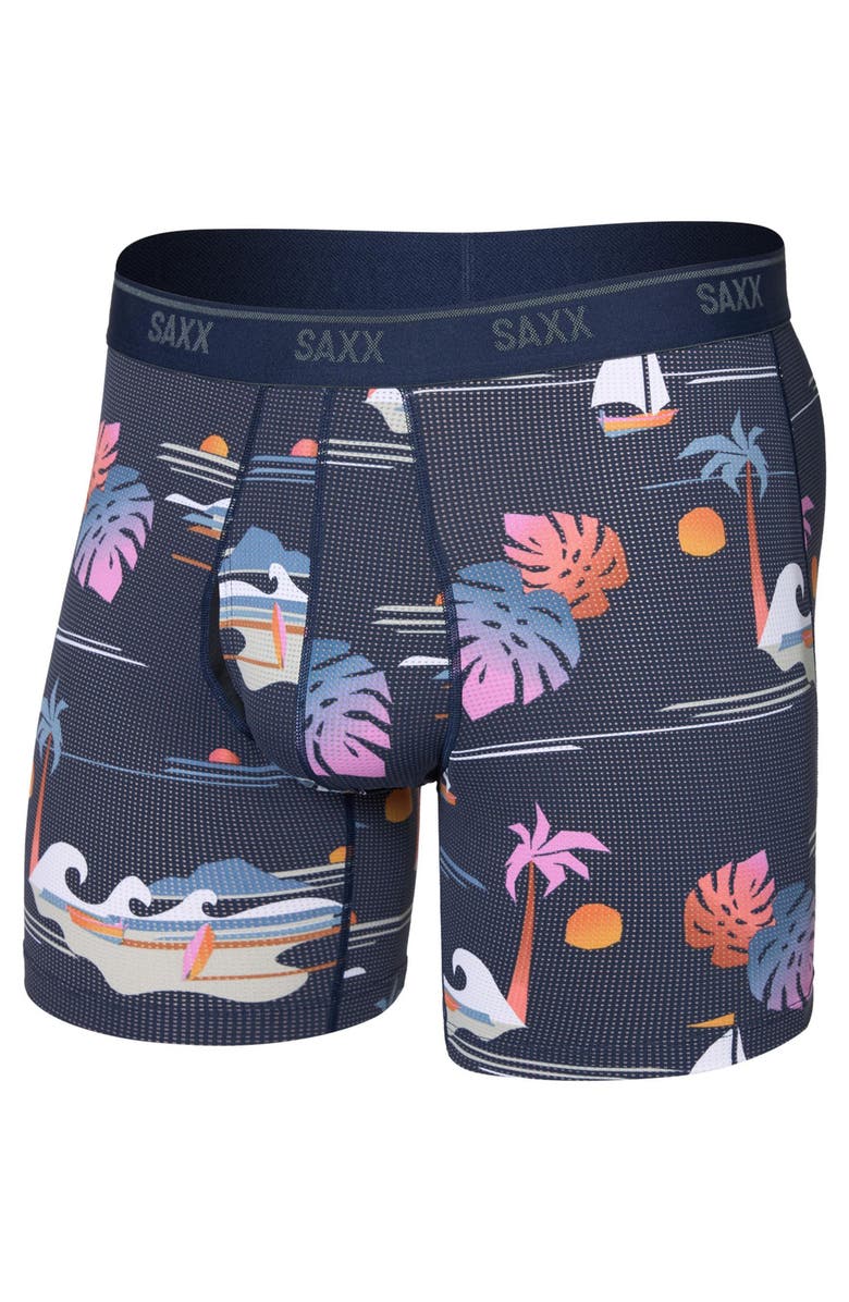 SAXX Quest Quick Dry Mesh Slim Fit Boxer Briefs, Alternate, color, Sunny Adventure-Maritime