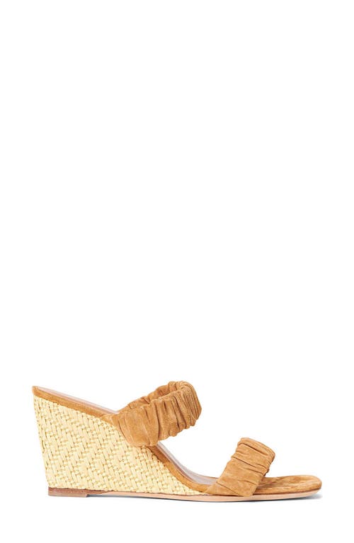 Staud Frankie Ruched Wedge Sandal In Cashew Natural