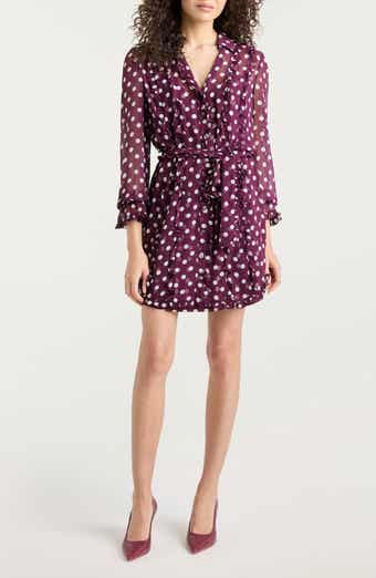Cinq à Sept Camille Polka Dot Long Sleeve Chiffon Shirtdress
