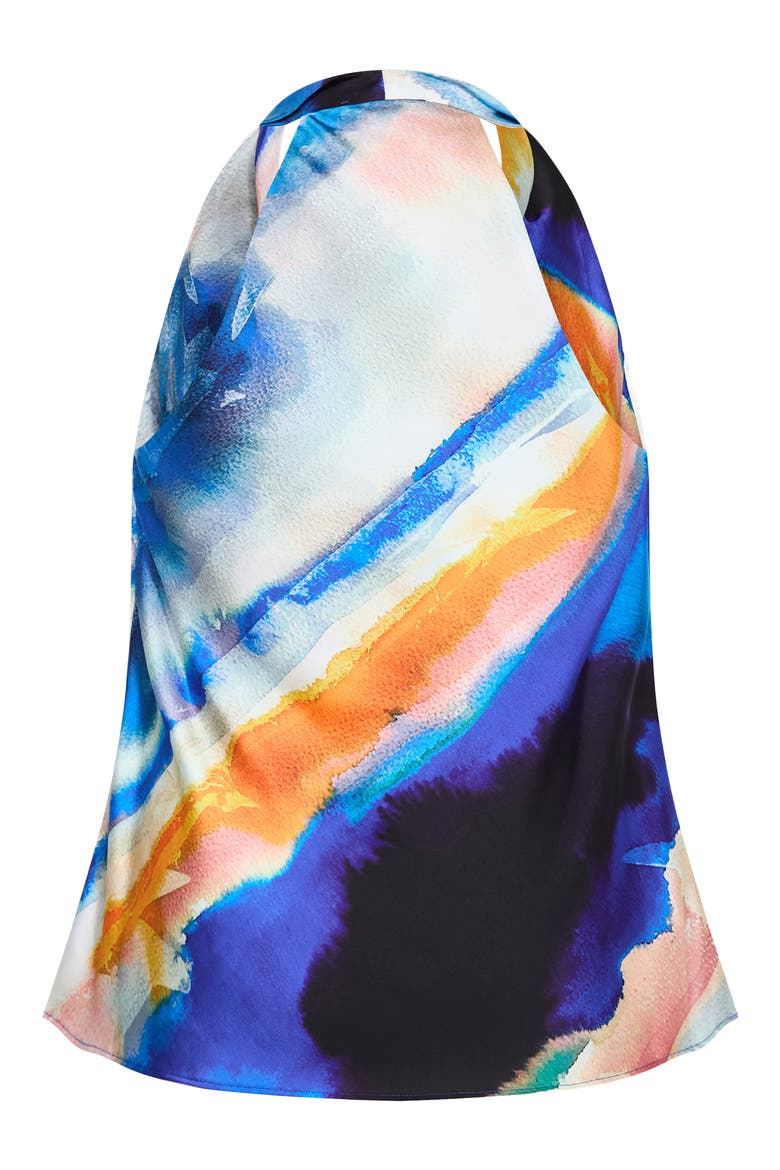 Print Cowl Neck Sleeveless Satin Top, Alternate, color, FACET