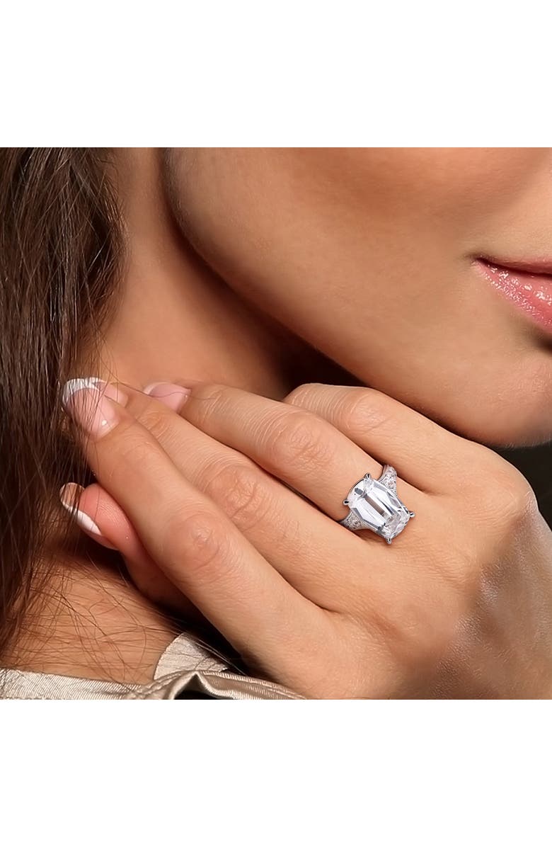 DELMAR Cushion Cut Lab Created White Sapphire Ring, Alternate, color, Metallic Silver