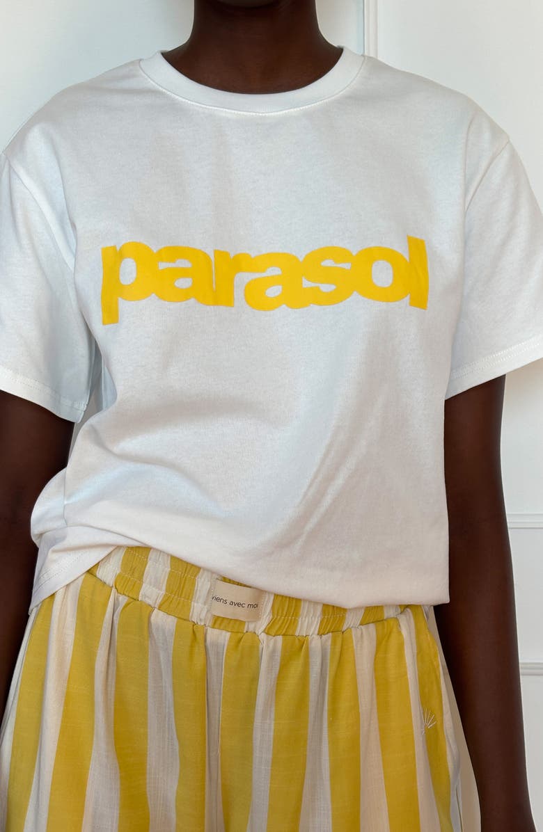 Viens Avec Moi The Paloma Stripe Shorts, Alternate, color, Yellow