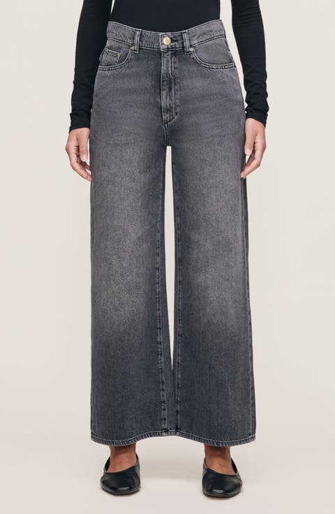Hepburn Wide Leg Aura High Waist Ankle Jeans (Nightshade Aura)