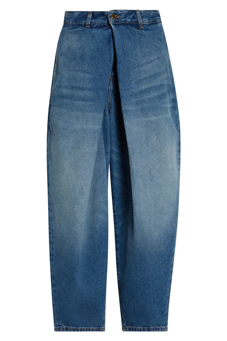 Pleated Barrel Leg Jeans, Main, color, 6FF BLUE