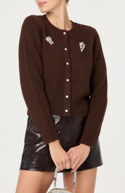 Astr The Label Kalie Embellished Cardigan In Brown