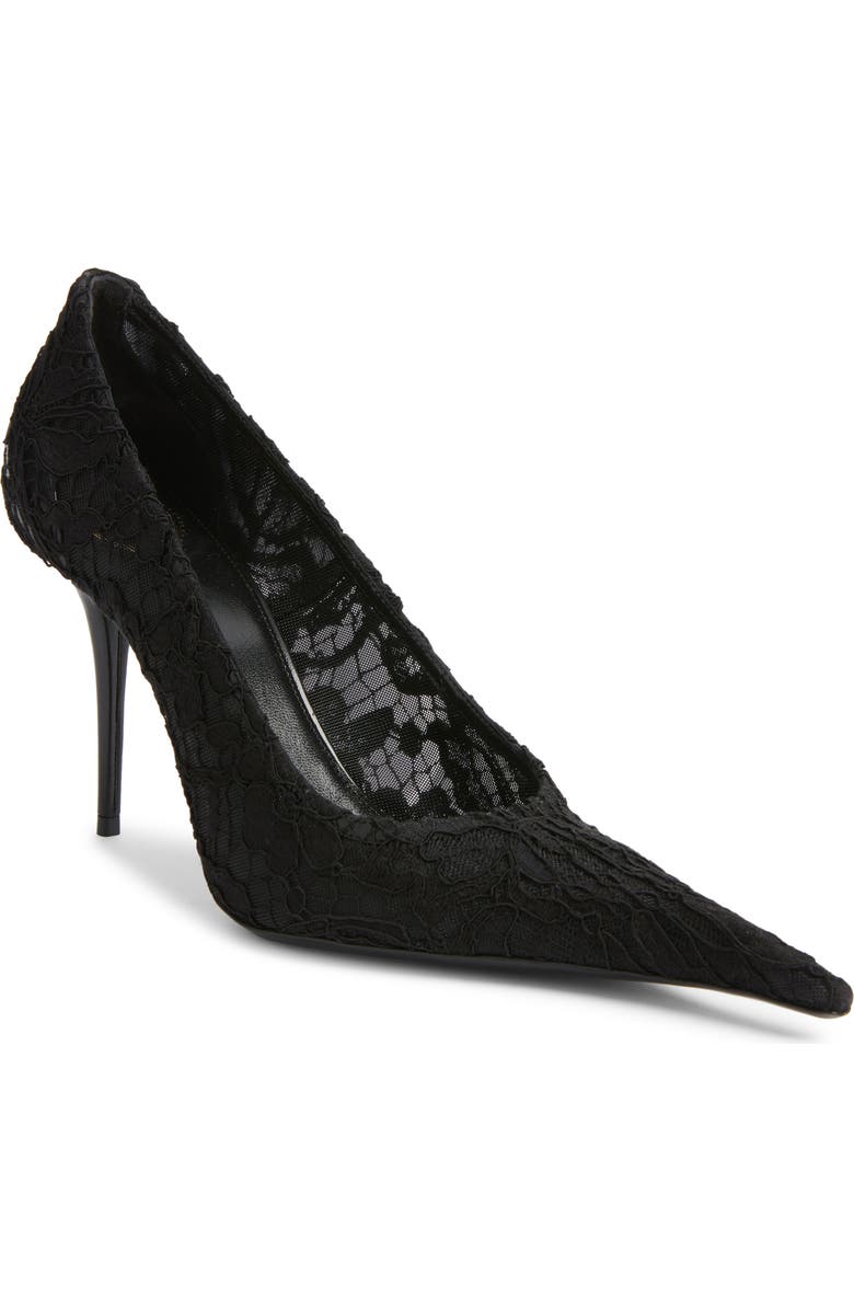 Saint Laurent Thierry Pointy Toe Lace Pump, Main, color, Noir