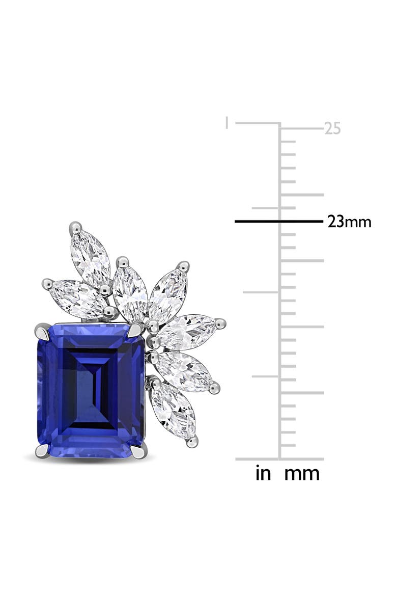 Sterling Silver Emerald & Marquise Cut Created Sapphire Stud Earrings, Alternate, color, BLUE