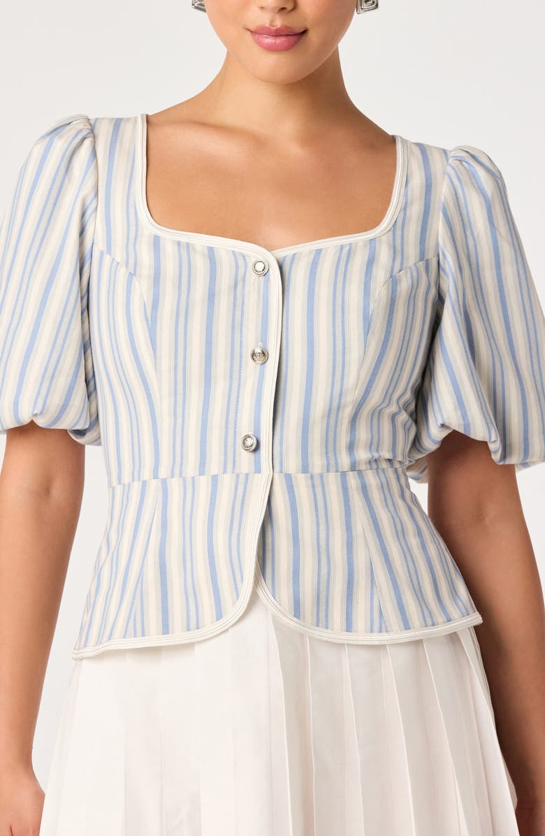 ASTR the Label Brigitta Mixed Media Dress, Alternate, color, White Blue Stripe