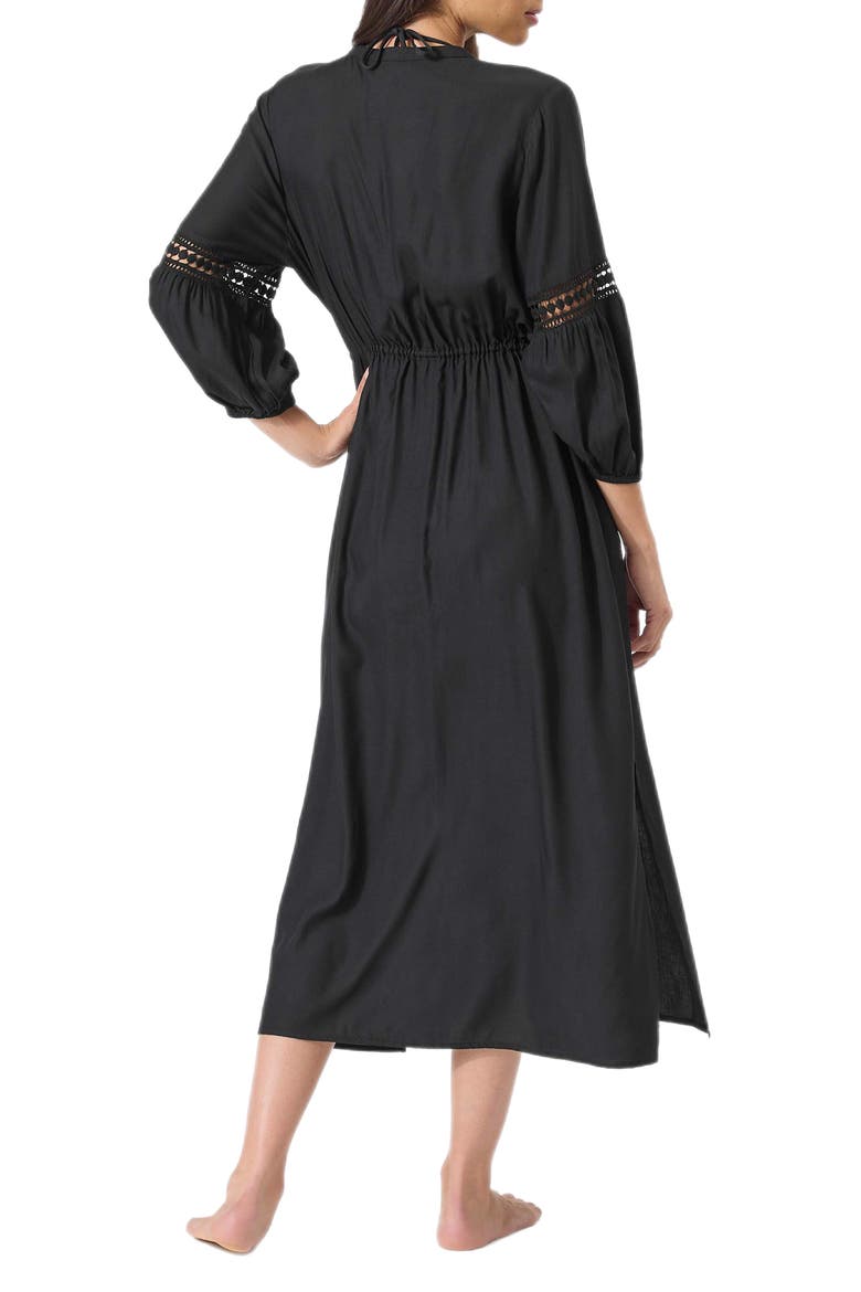 Sunlace Long Sleeve Cover-Up Dress, Alternate, color, BLACK