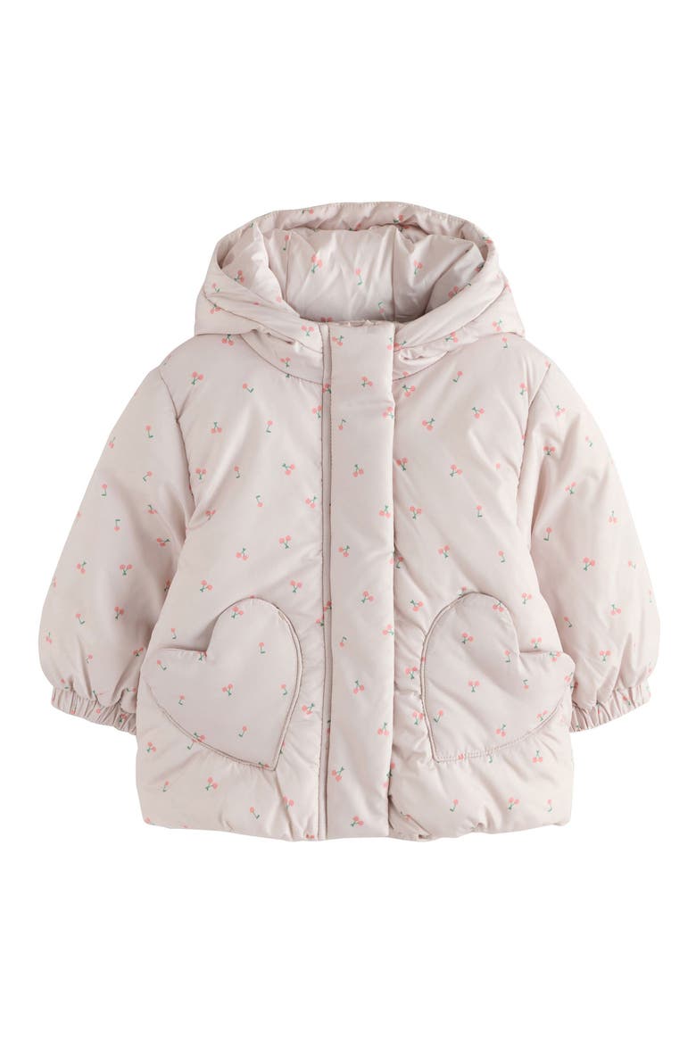Kids' Water Resistant Ditsy Hooded Puffer Jacket, Main, color, NEUTRAL