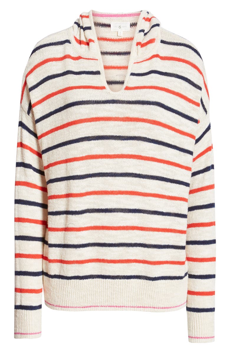 Lou & Grey Striped Hoodie Sweater, Alternate, color, 