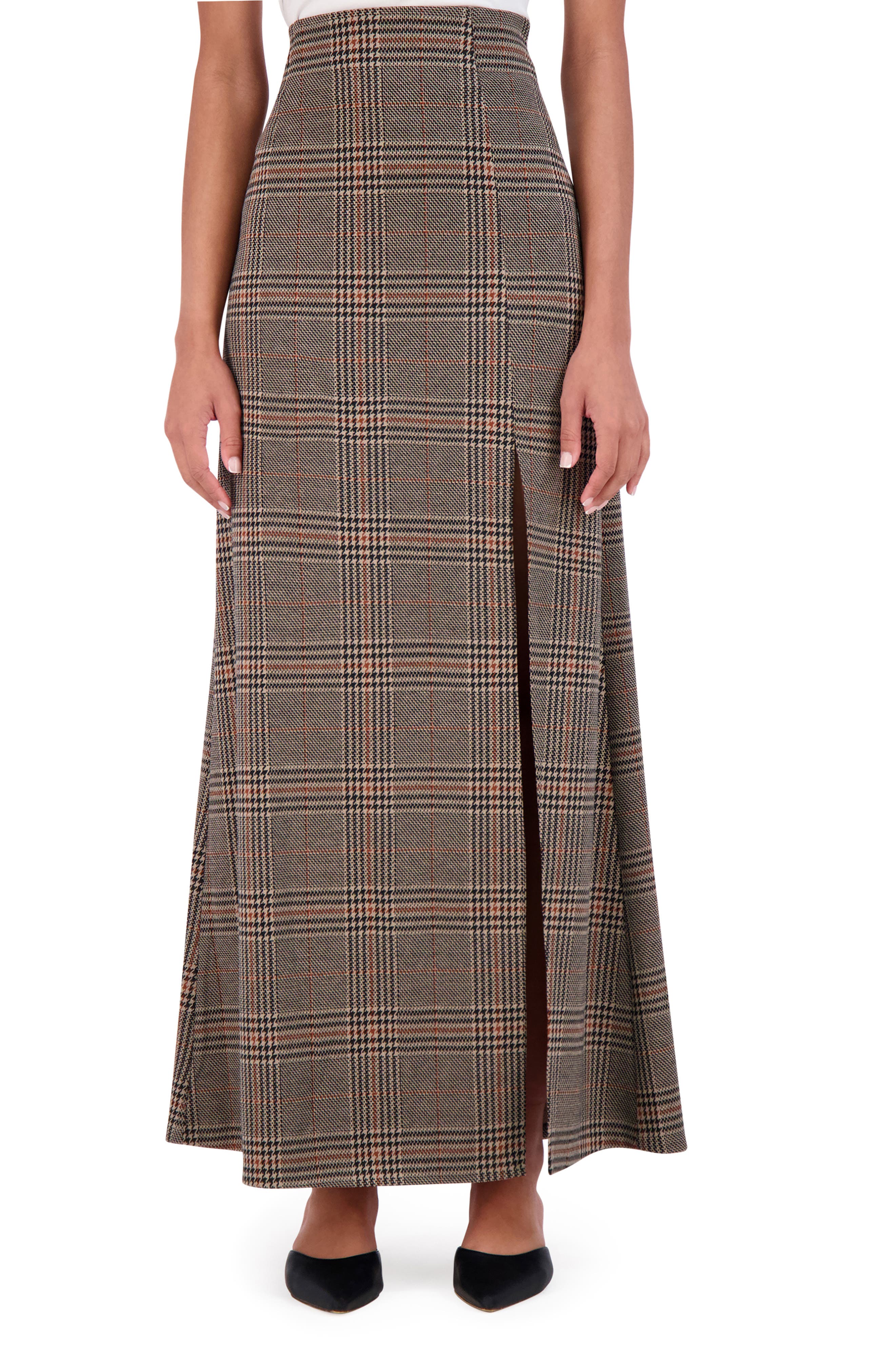 Ookie & Lala Plaid High Waist Maxi Skirt