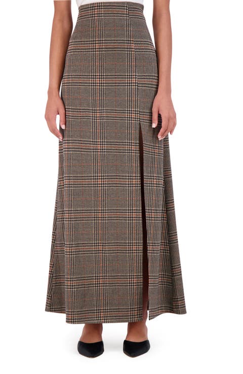 Plaid High Waist Maxi Skirt