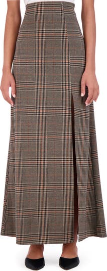 Plaid High Waist Maxi Skirt