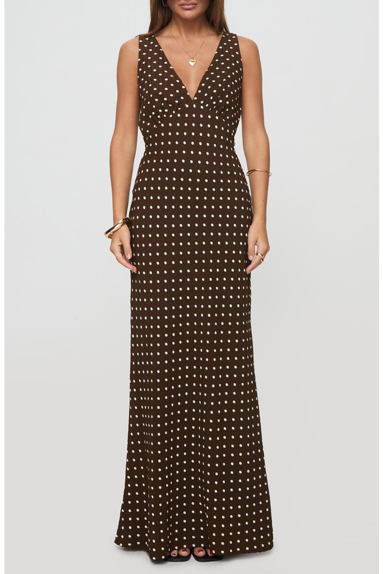 womens brown polka dot dress Brown Polka Dot Smocked Midi Dress | Women's Boutique Style
