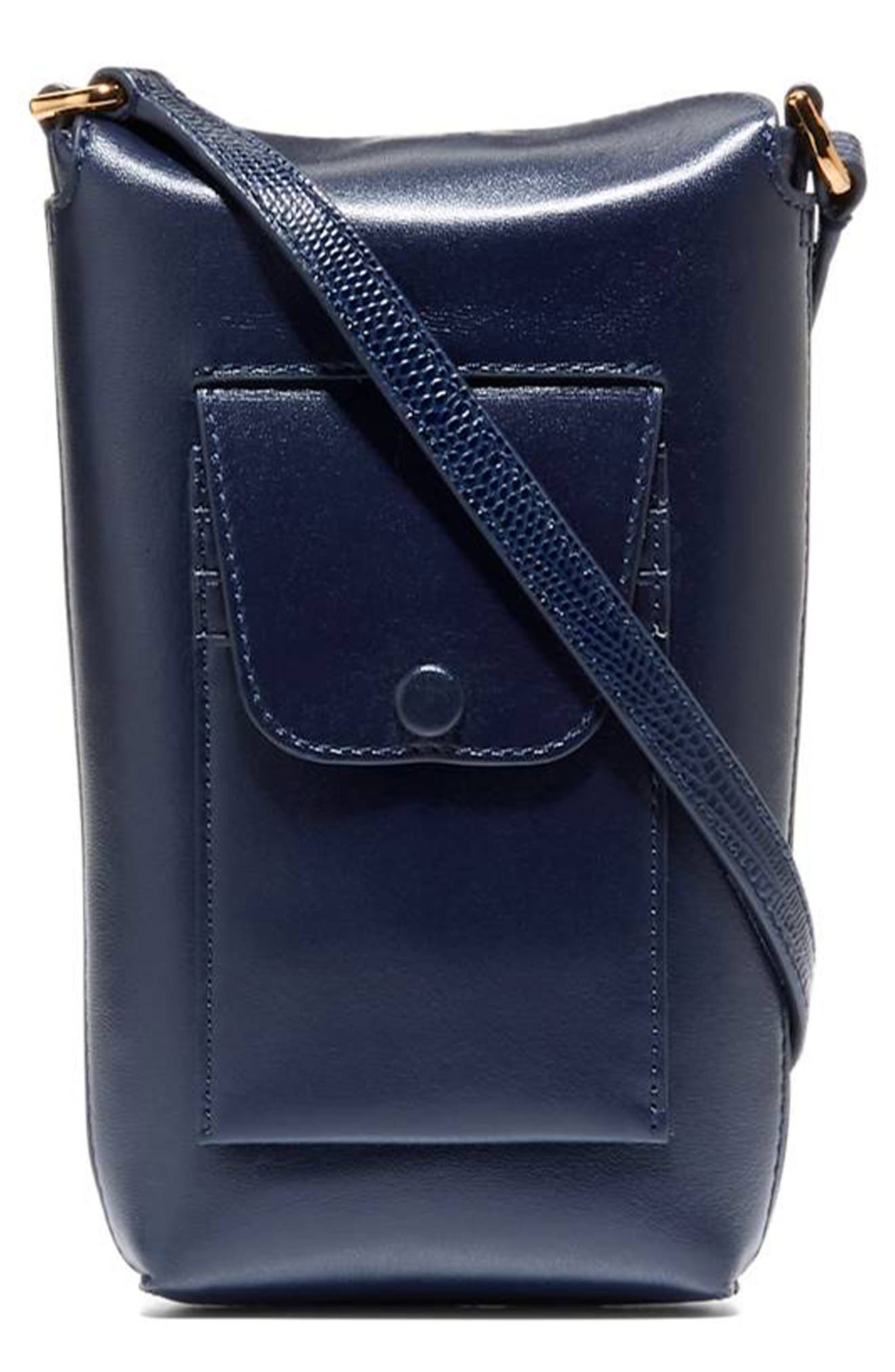Cole Haan Clarisse Leather Phone Crossbody Bag, Alternate, color, Ch Midnight Moon Lizard