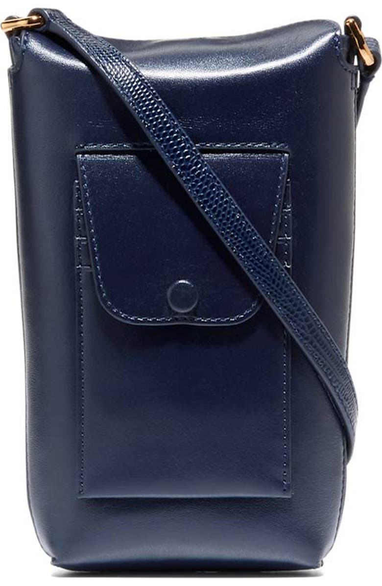 Cole Haan Clarisse Leather Phone Crossbody Bag, Alternate, color, Ch Midnight Moon Lizard