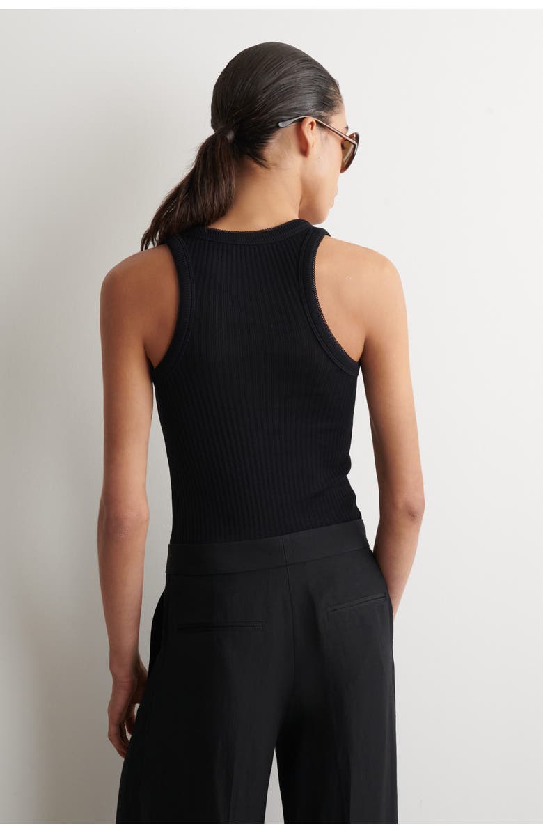 COS Ribbed-knit Henley Tank Top, Alternate, color, Black