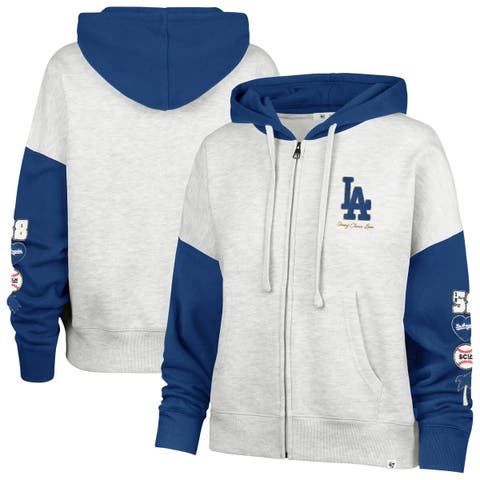 Women's '47 x Stoney Clover Lane Heather Gray/Royal Los Angeles Dodgers Color Block Full-Zip Hoodie